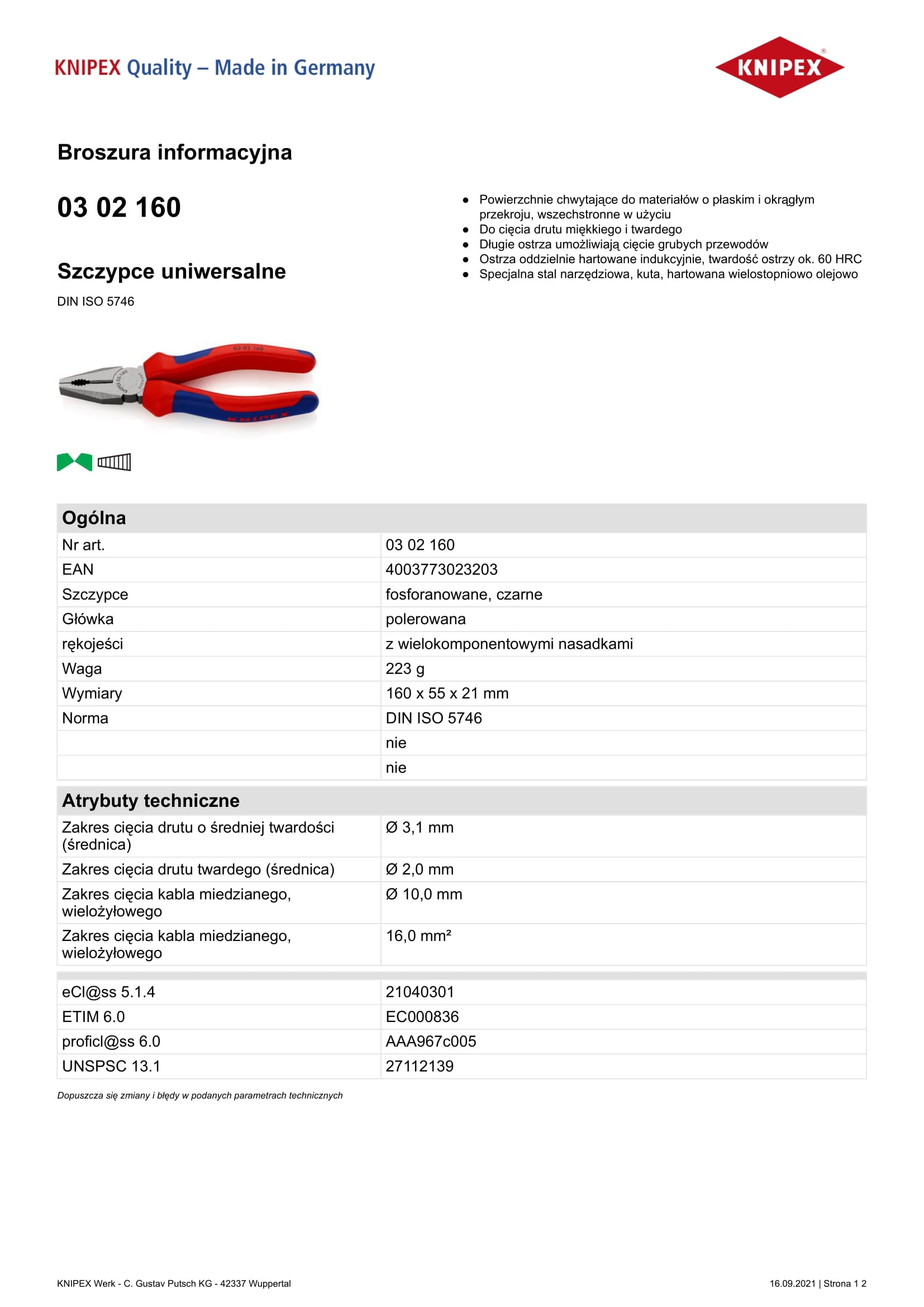Pinza Universale Per Pvc 160mm
