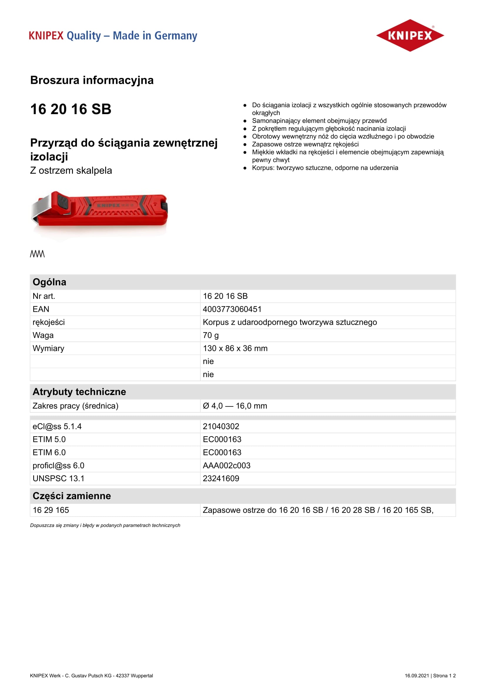 Külső szigetelő csupaszító szerszám 4,0-16,0mm 130mm