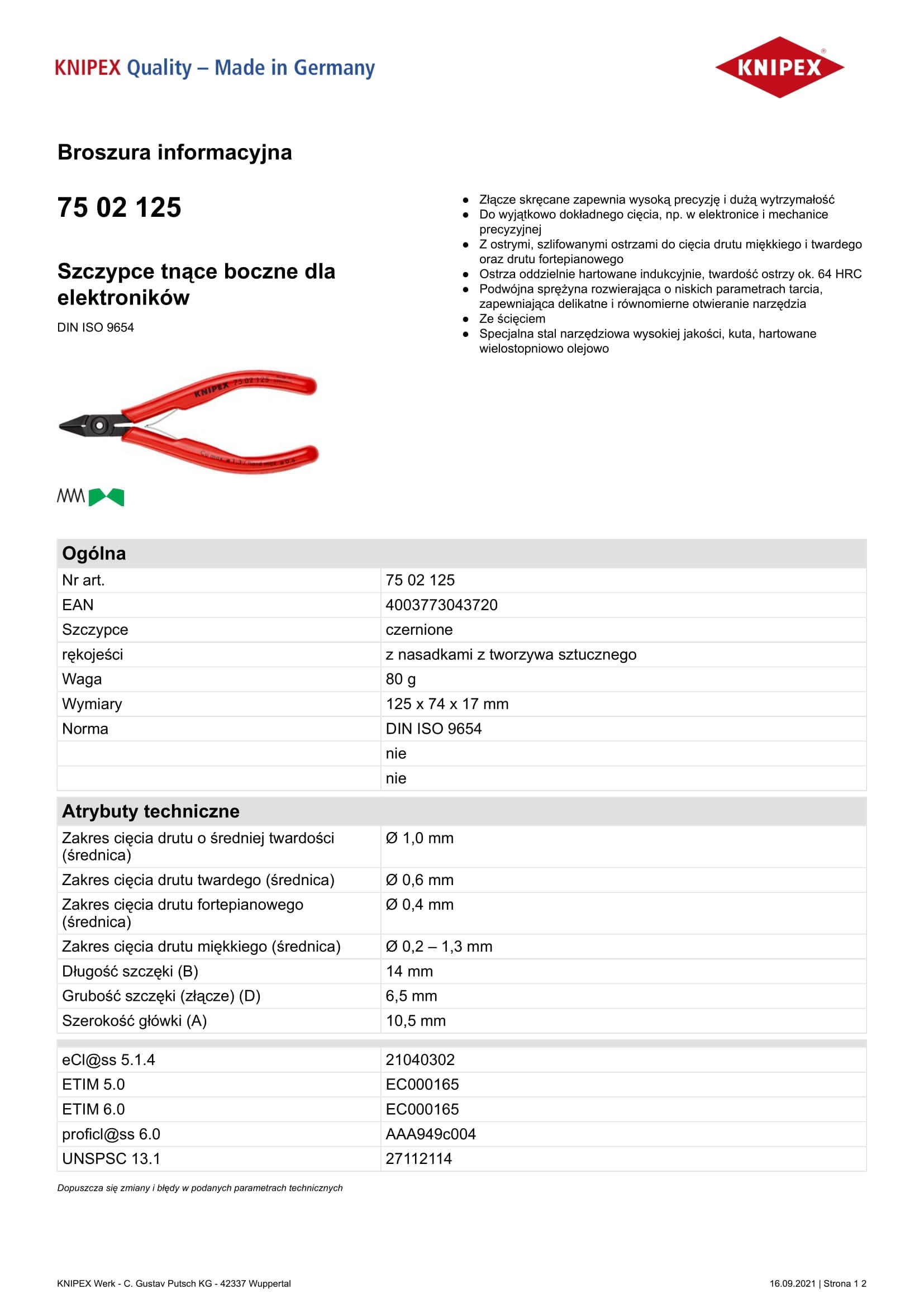 Boční štípací kleště 125mm