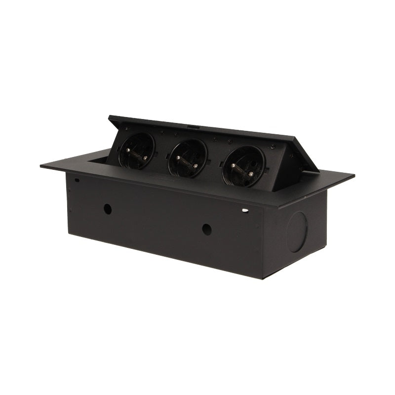 Prise Encastrable 3x2p+z Bord Plat Noir