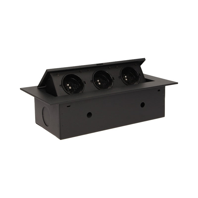 Prise Encastrable 3x2p+z Bord Plat Noir