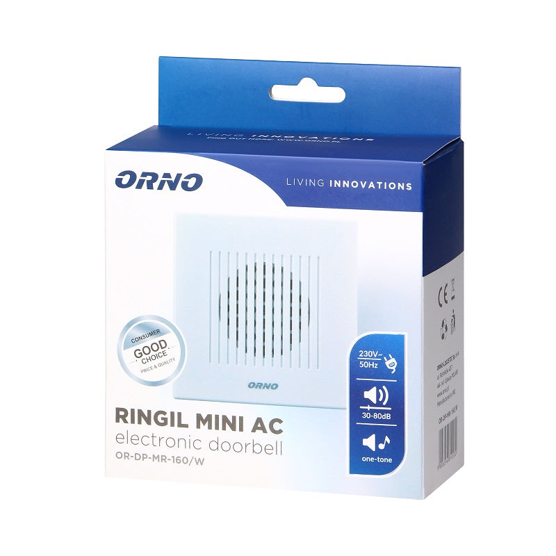 Electronic Bell Single Tone 230v White Ringil Mini