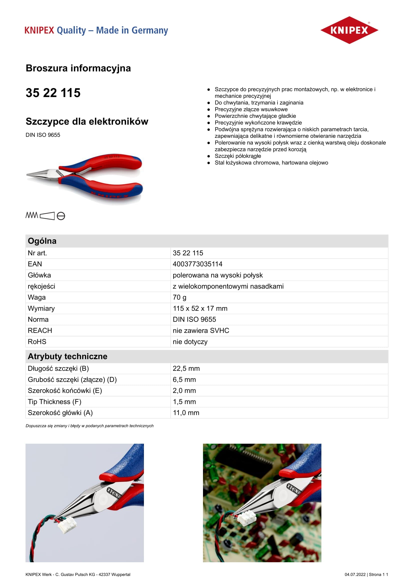 Kleště na elektroniku 115mm