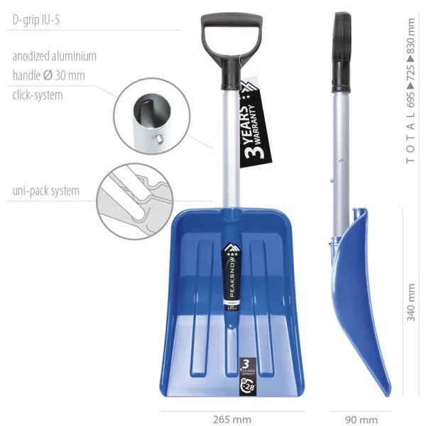 Lopată telescopică pentru zăpadă Everest Blue, arbore din aluminiu