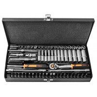 Conjunto de Chaves de Soquete 1/4'' 63 Peças