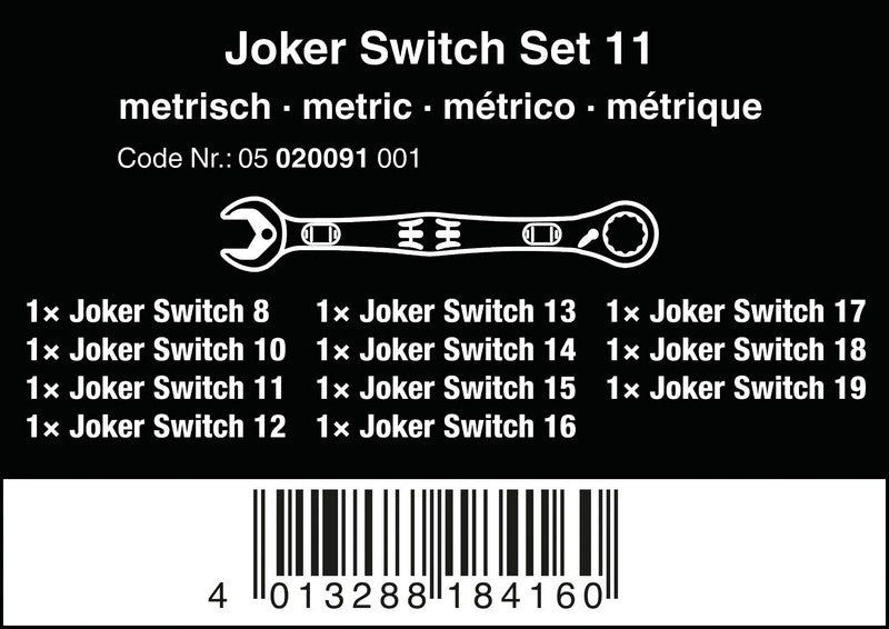 Set Of Combination Spanner 6001 Joker Switch 11 Pcs.