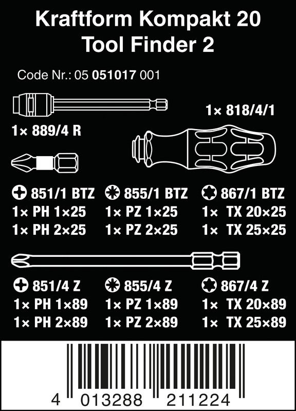 Kraftform Kompakt Tool Finder 2 Screwdriver Set 13 Pcs.