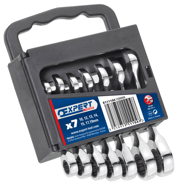 Set Di Chiavi Combinate Corte Con Cricchetto 7 Pz