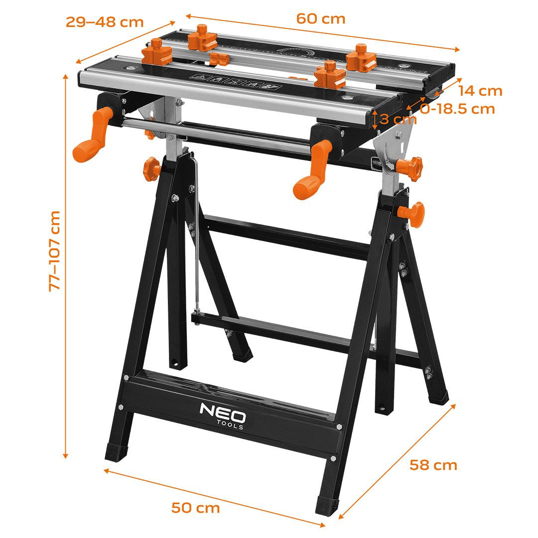 Adjustable Aluminum Workbench 60*58*77-107 Cm