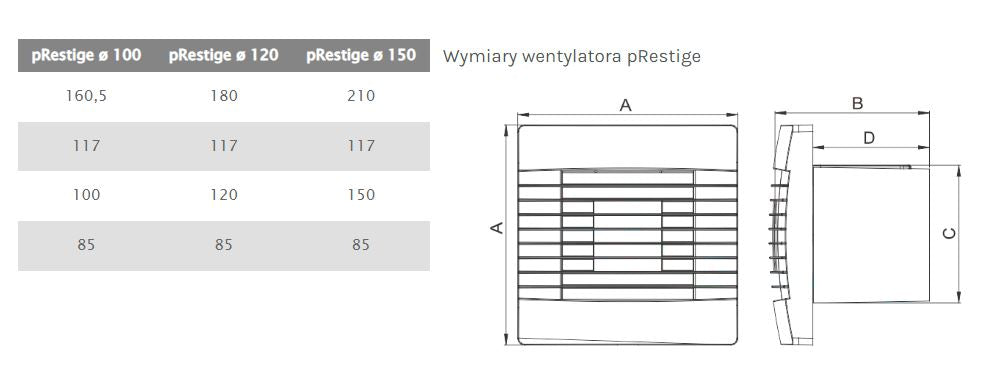 Badkamerventilator Prestige 120 Zg Hs Luikvochtigheidssensor