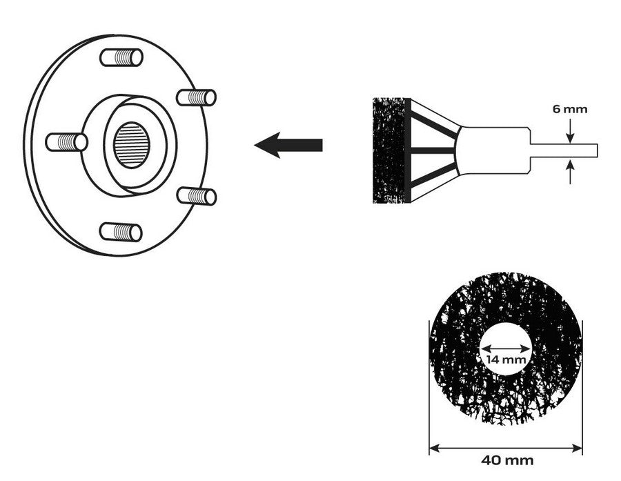 Sada 6 kolies na čistenie nábojov