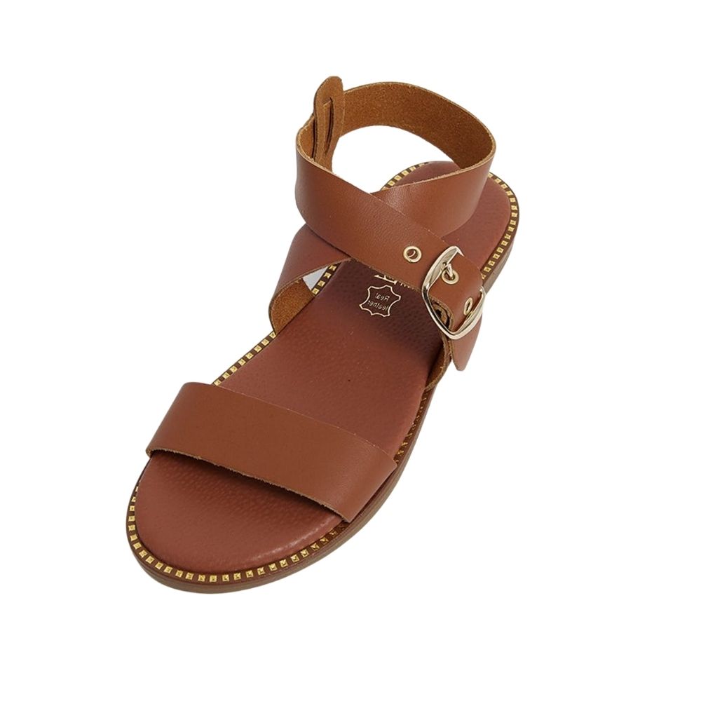 Sandalen Gemaakt Van Natuurlijk Leer Camel