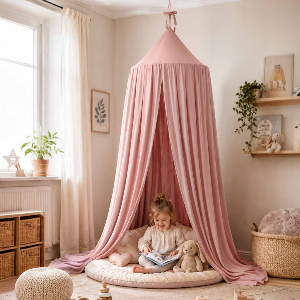 Canopy Curtain Tipi Tent Hanging Light Pink