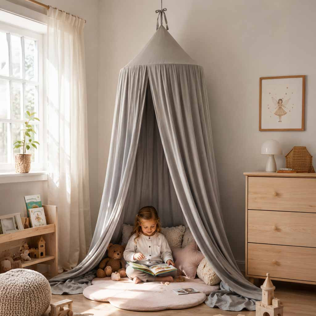 Canopy Curtain Tipi Tent Hanging Gray