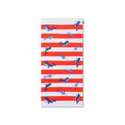 Swim Essentials Strandtuch Baumwolle – Rot/Weiß – Ocean Stripes – 135 x 65 cm