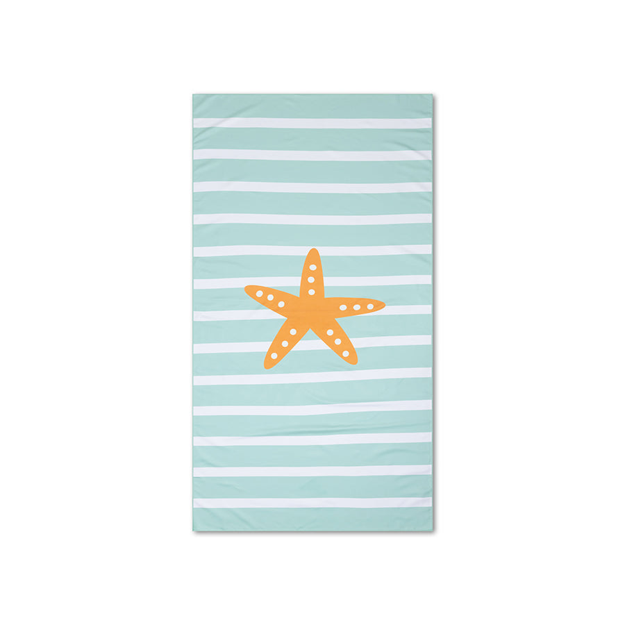 Swim Essentials Beach Towel Microfiber - Green/white - Stars - 170 X 90 Cm