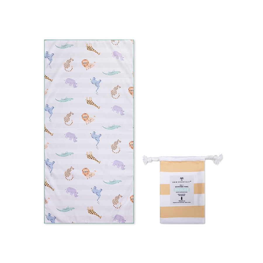 Swim Essentials Beach Towel Microfiber - Multicolor - Wild Life - 135 X 65 Cm