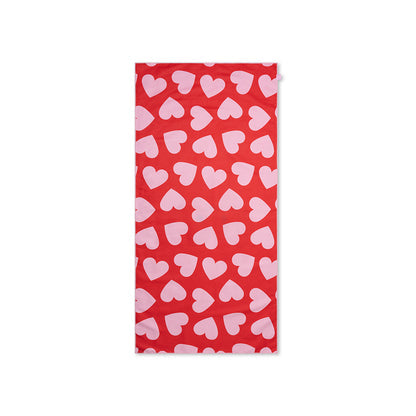 Telo Mare Swim Essentials In Microfibra - Rosso - Cuori - 135 X 65 Cm