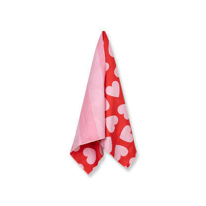Telo Mare Swim Essentials In Microfibra - Rosso - Cuori - 135 X 65 Cm