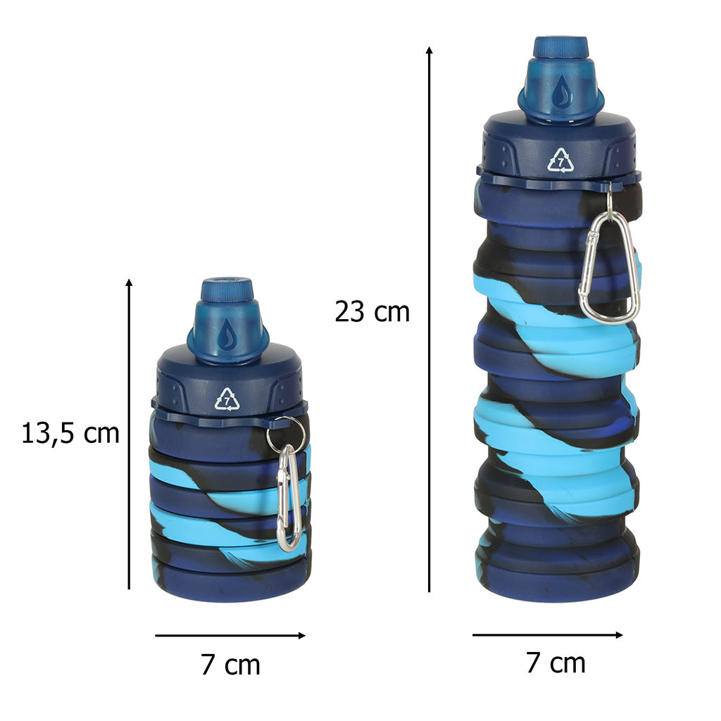 Butelka na wodę Bidon Silikonowa składana butelka z uchwytem Sportowa 500ml Niebieska