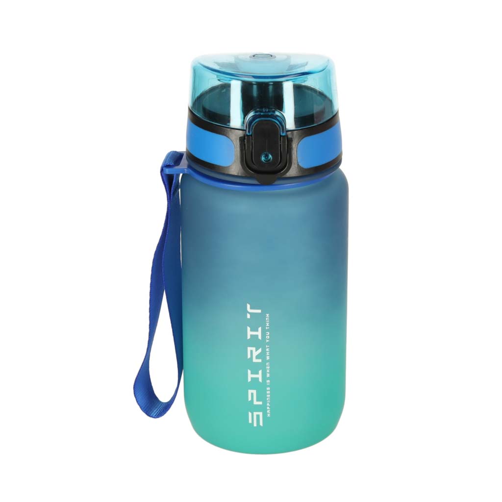 Water Bottle Bidon With Straw Handle Sports 600ml Blue-green
