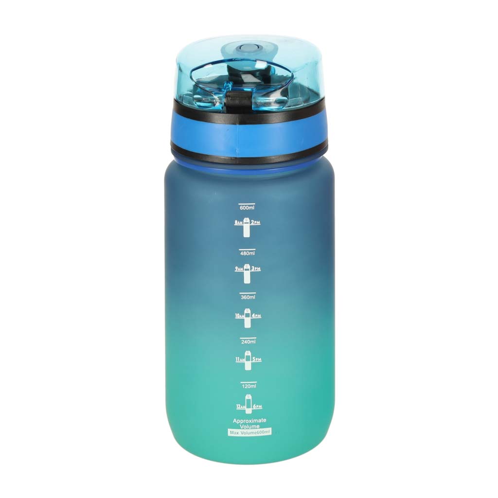 Water Bottle Bidon With Straw Handle Sports 600ml Blue-green