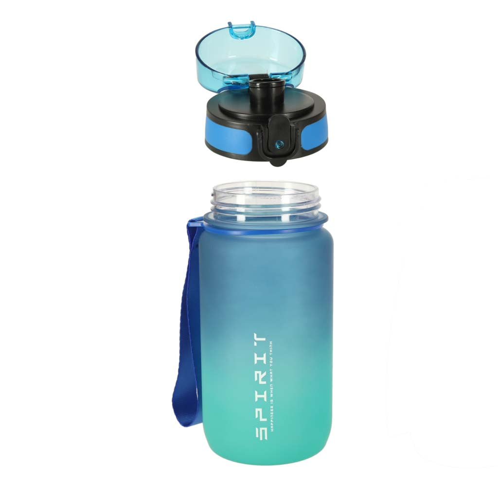 Water Bottle Bidon With Straw Handle Sports 600ml Blue-green