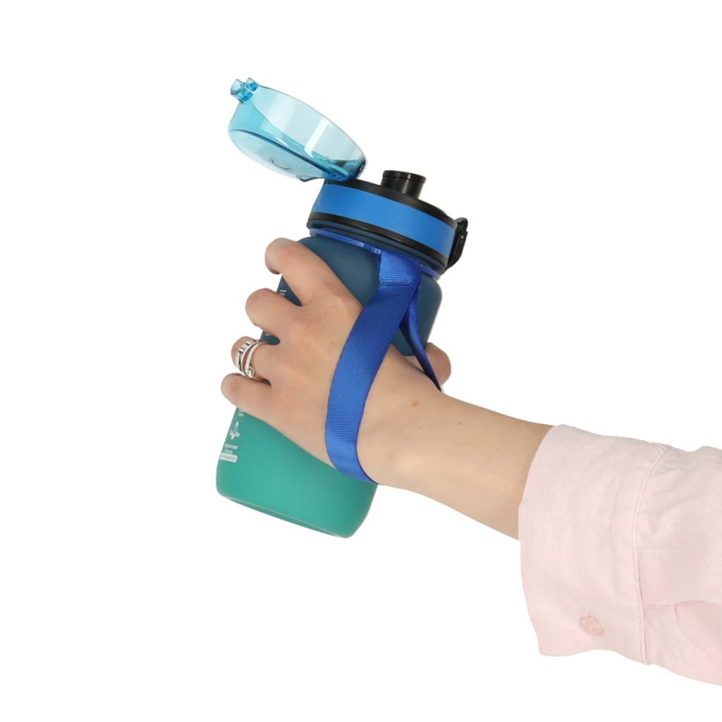 Water Bottle Bidon With Straw Handle Sports 600ml Blue-green