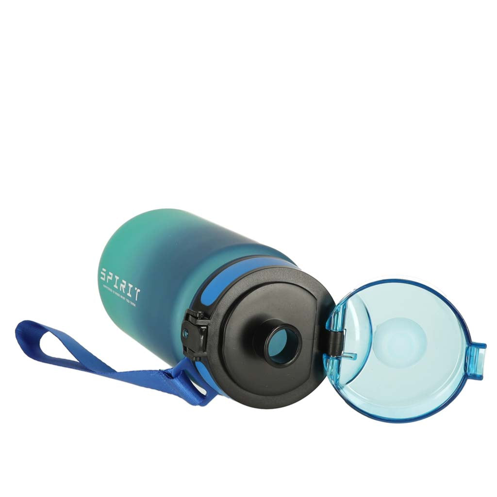Water Bottle Bidon With Straw Handle Sports 600ml Blue-green