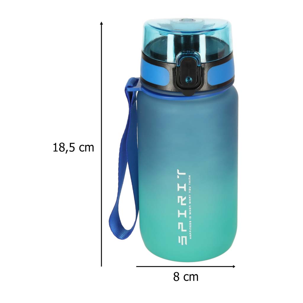 Water Bottle Bidon With Straw Handle Sports 600ml Blue-green