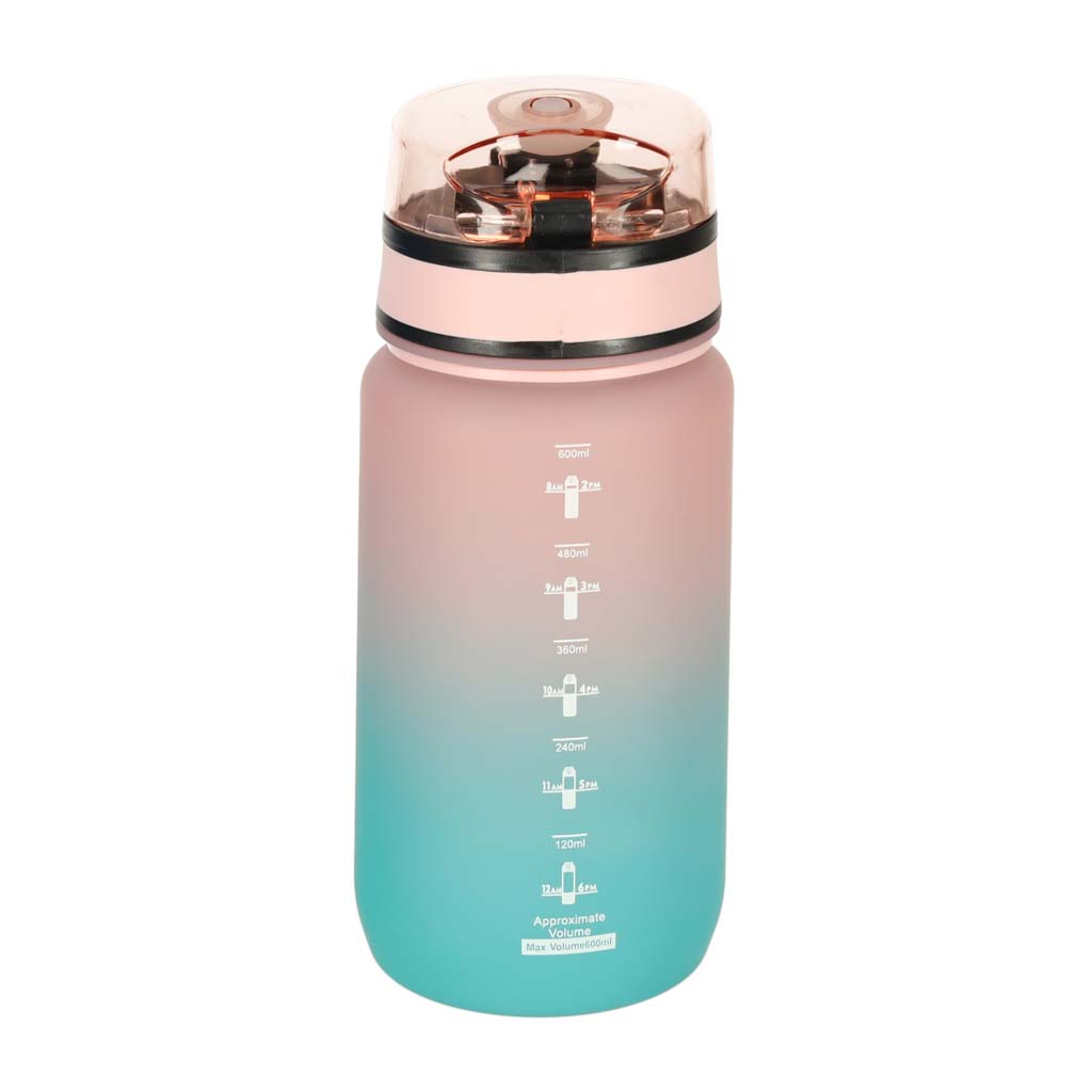 Vizes palack Bidon Szalmanyéllel Sport 600ml Pink-kék