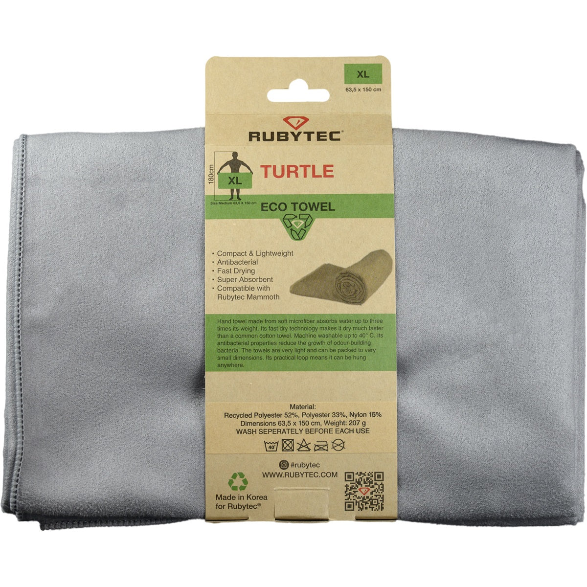 Rubytec Turtle Eco Towel Gray Xl