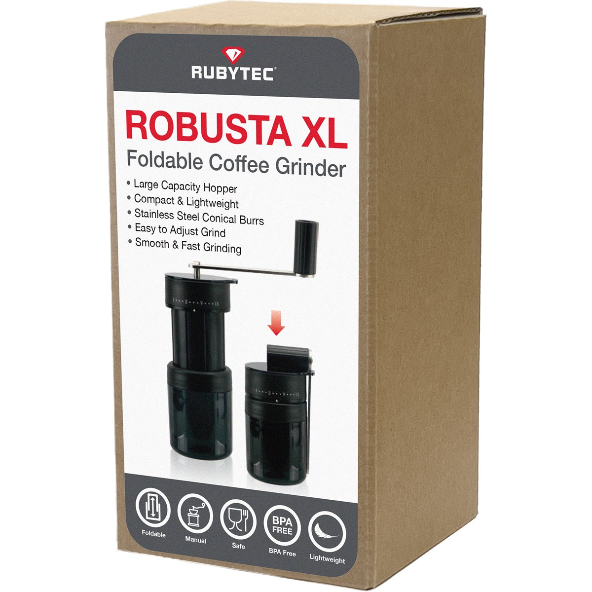 Rubytec Robusta Xl Foldable Coffee Grinder Black