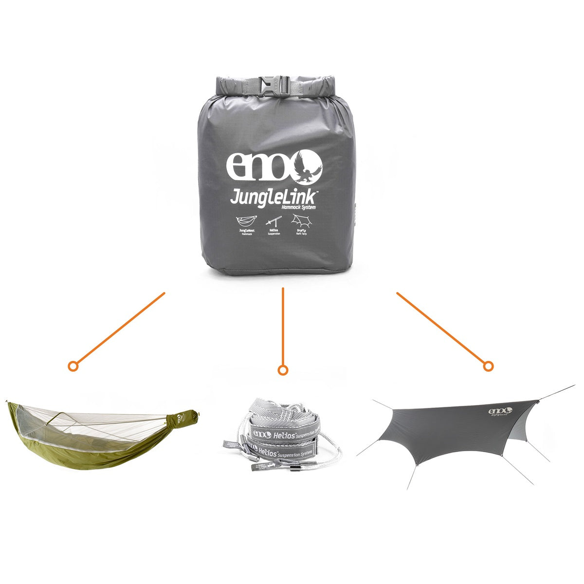 Eno Junglelink Hammock System Charcoal / Evergreen