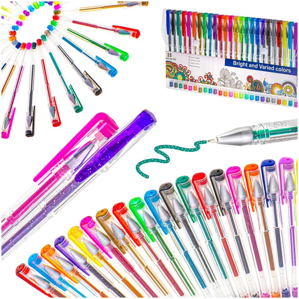 Color Glitter Gel Pens Set Of 25pcs.