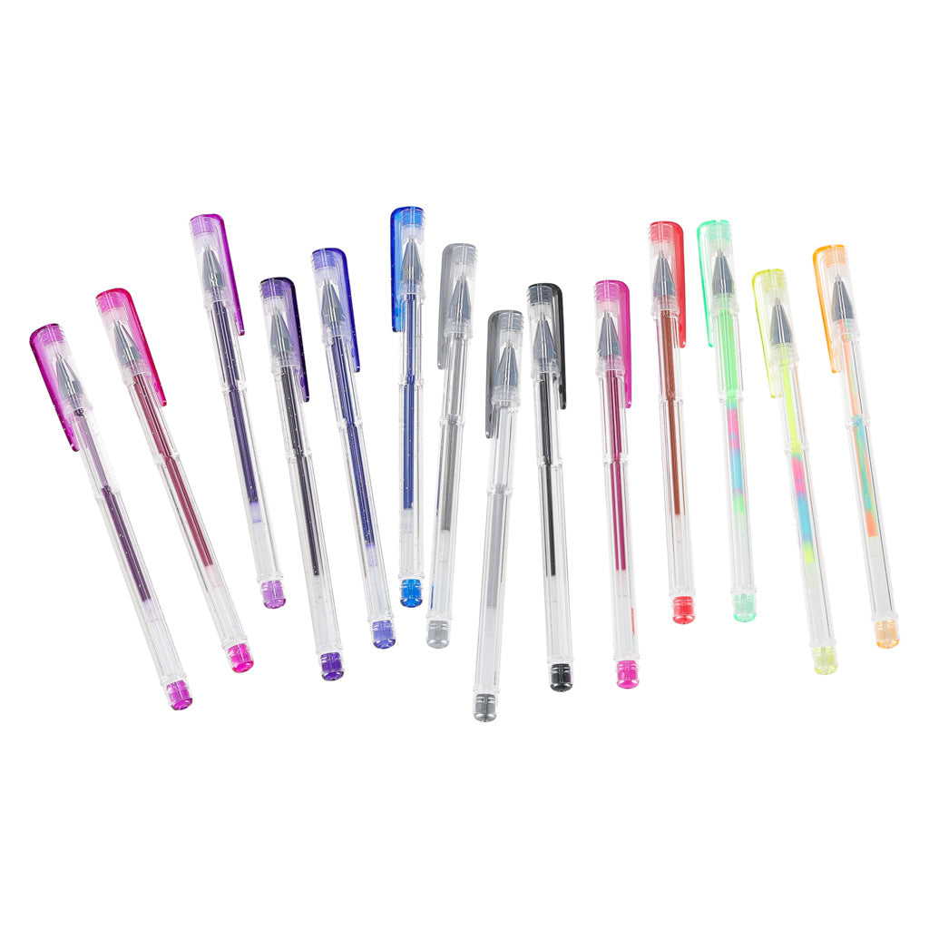 Kleurgelpennen in etui 100 stuks + 100 vullingen