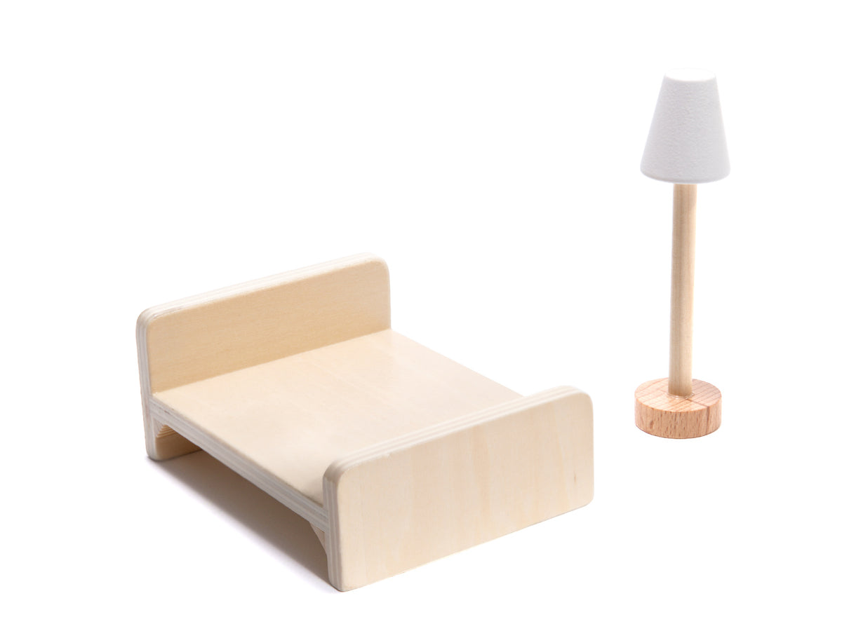 Maison de poupée en bois Mdf + meubles 78cm Led noire