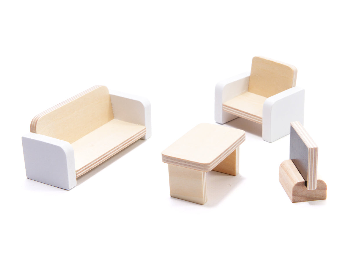 Maison de poupée en bois Mdf + meubles 78cm Led noire