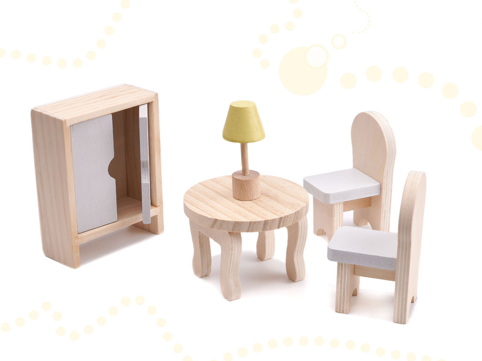 Wooden Dollhouse + Furniture 70cm Grey