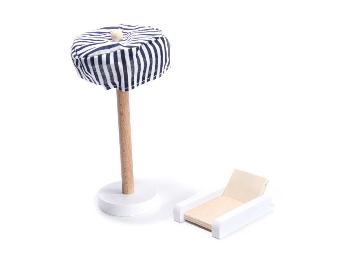 Maison de poupée en bois Mdf + meubles 78cm Led noire