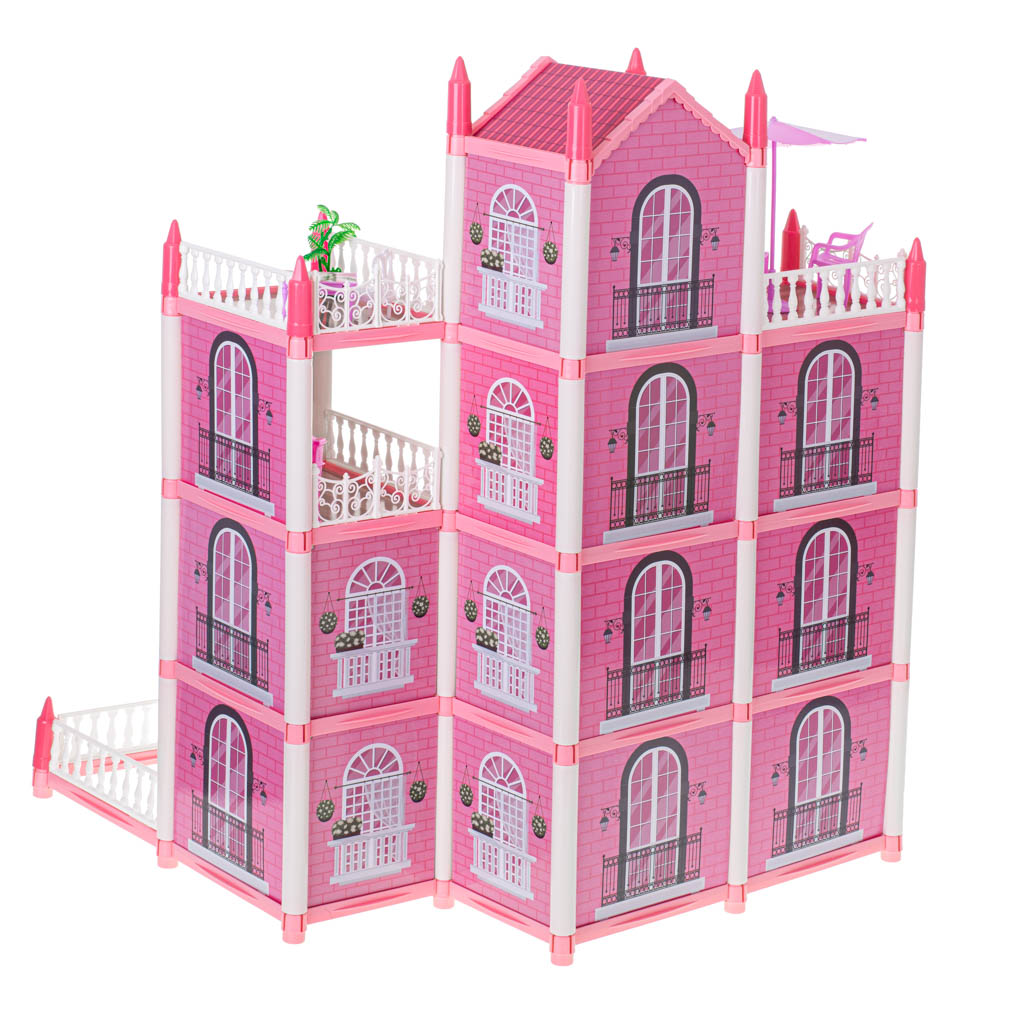 Dům pro panenky Vila Pink Diy Nábytek se 4 úrovněmi