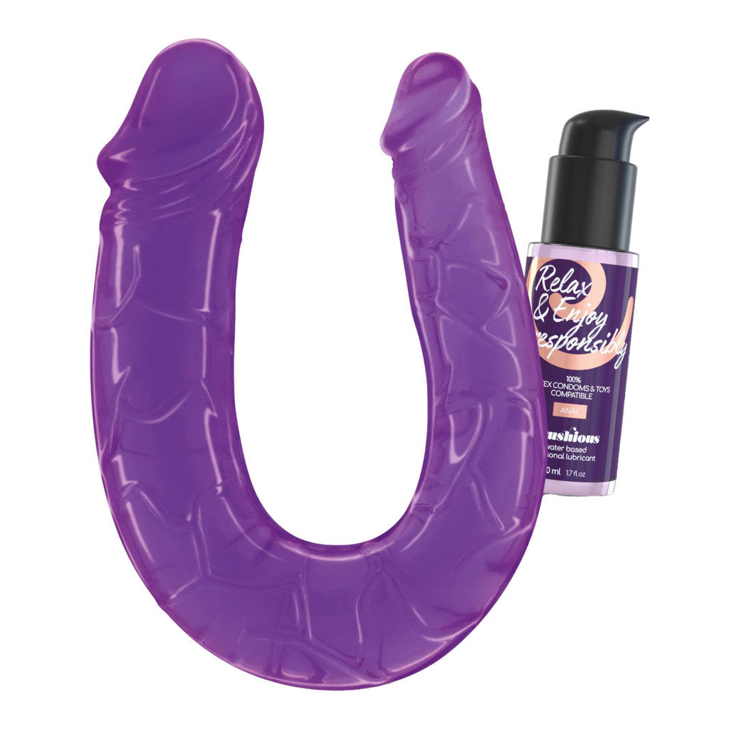 Crushious Double Dildo With Antibacterial Anal Lubricant 50 Ml Purple