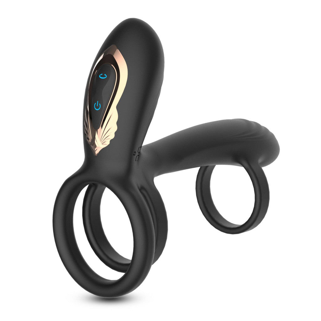 Crushious Penis Ring Vibrating Rotating Wireless 12 Cm Black
