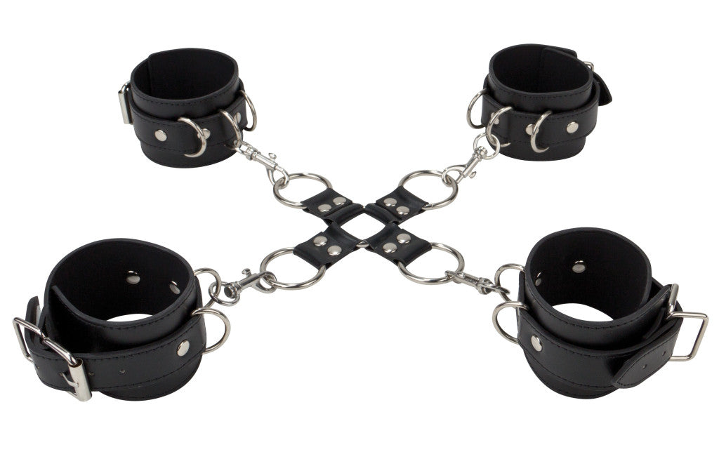 Leather Hand And Foot Restraints - Black Touch For Pleasure