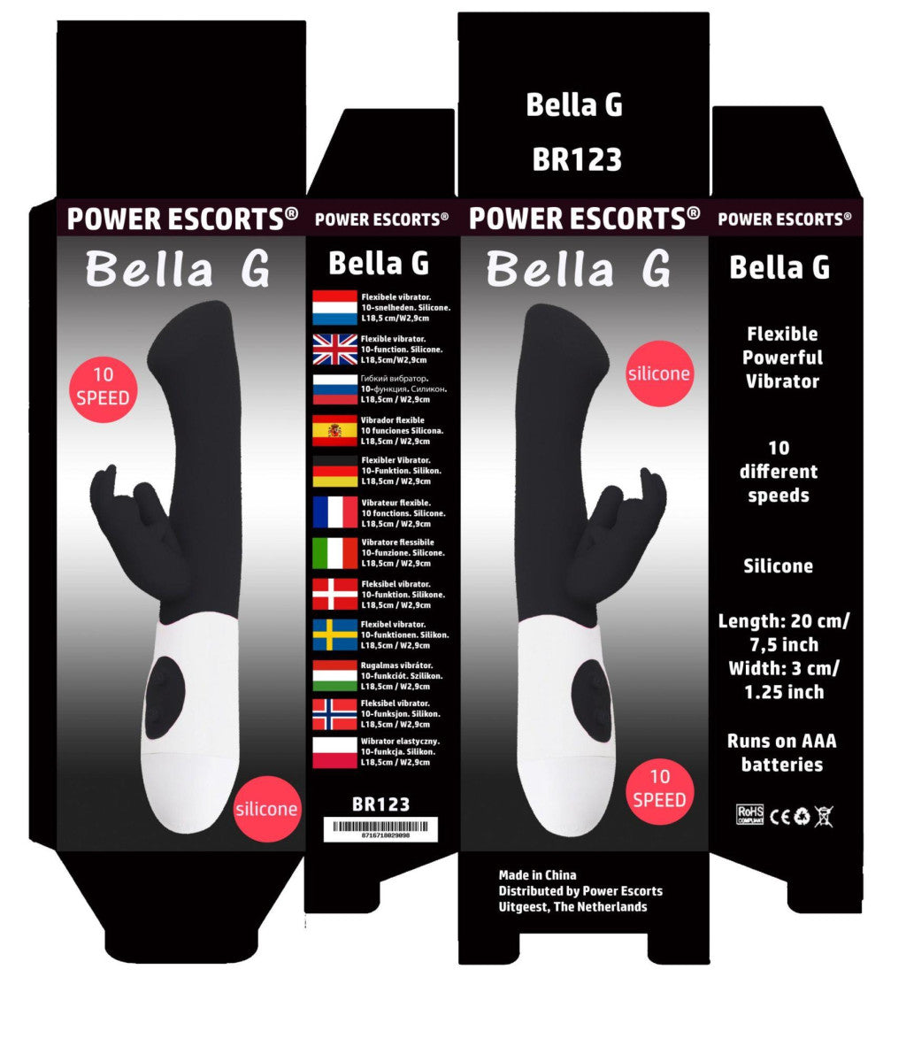 Bella G Vibrator Dotted G-spot Stimulator Waterproof Black 20 Cm