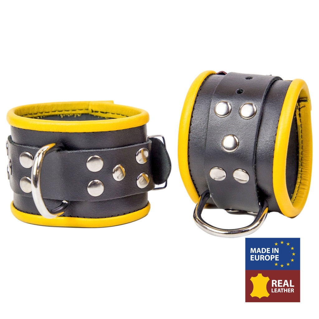 Premium Leather Leg Stump - Black/yellow Combination