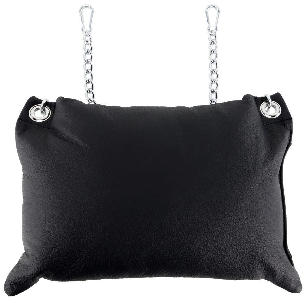 Black Leather Cushion With Chains 23 X 32 Cm Premium Comfort