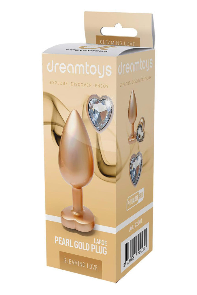 Gleaming Love Anal Plug Beautiful Heart-shaped Crystal 9.5 Cm Gold
