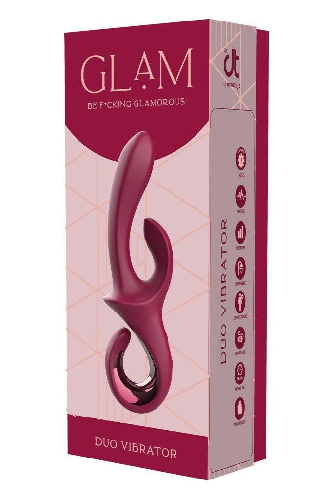 Glam Duo Vibrator Dual Vibration 3 Speeds 7 Rhythms 22.7 Cm Black