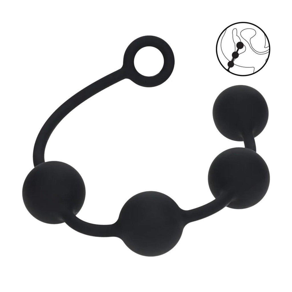Silicone Anal Beads Xl 50mm Black